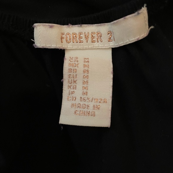 FOREVER 21 Black Mini Dress Embroidered Detail Deep Back Sz M - Picture 5 of 6